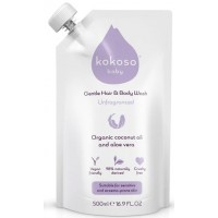 Jabón para cabello y cuerpo sin perfume Kokoso Baby 500 ml
