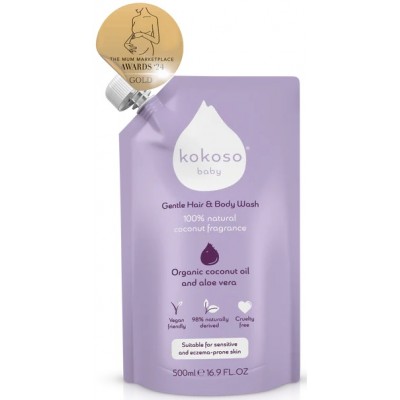 Gel de baño para cabello y cuerpo infantil con fragancia Kokoso Baby 500 ml