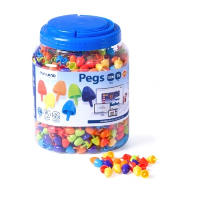 Фішки для мозаїки різноколір. Pegs 15 mm (1300 шт) в пласт. банку
